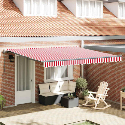 Toldo Retrátil Vermelho e branco 400 ×300 cm tecido