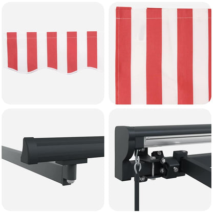 Toldo Retrátil Listrado Vermelho e Branco 400x300 cm tecido
