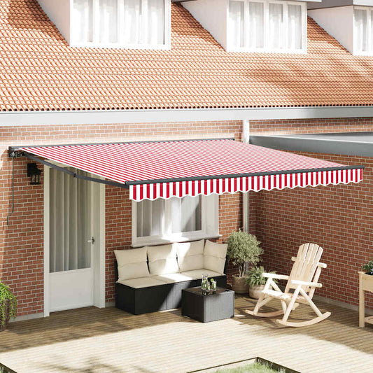 Toldo Retrátil Listrado Vermelho e Branco 400x300 cm tecido