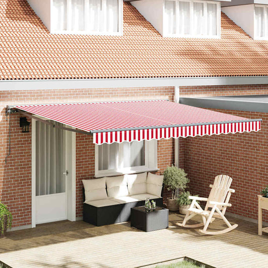 Toldo Retrátil Listrado Vermelho e Branco 400x300 cm tecido