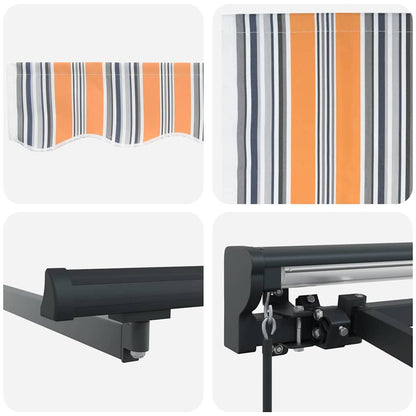 Toldo Retrátil Manual Listrado Multicolorido 400x300 cm tecido