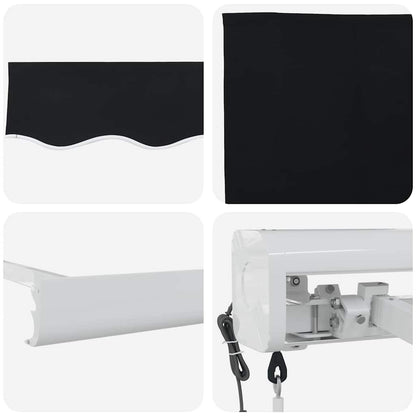 Toldo Retrátil Preto 400 ×300 cm Tecido e Metal