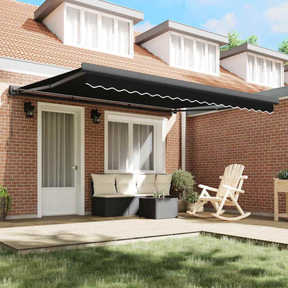 Toldo Retrátil Manual Preto 400 × 300 cm Tecido, Metal