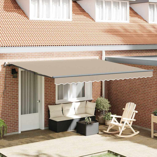 Toldo Retrátil Manual Bege 400 × 300 cm tecido