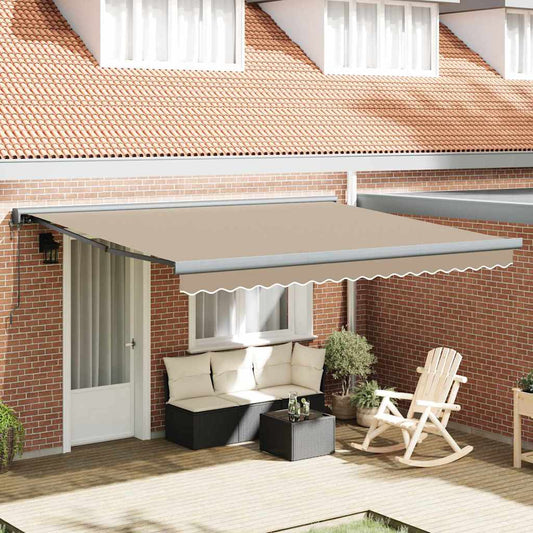 Toldo Retrátil Manual Bege 400 × 300 cm Tecido, Metal