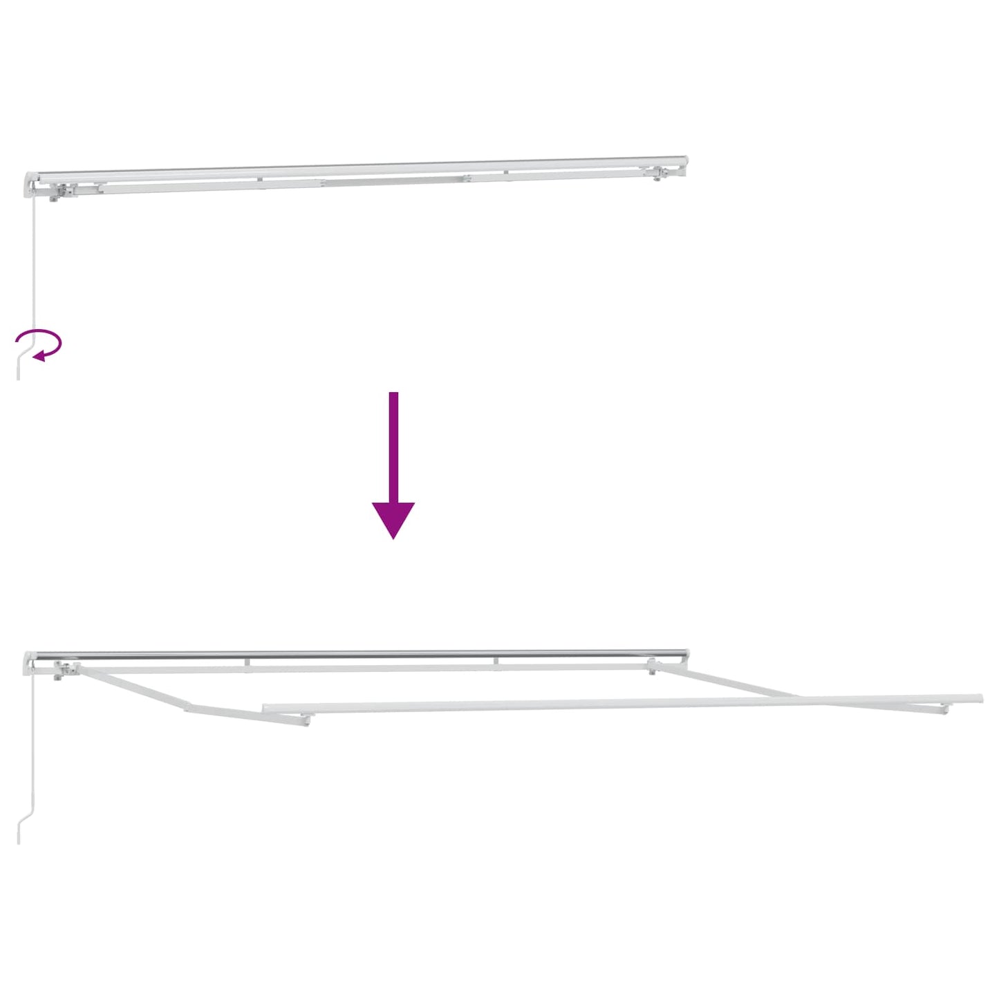 Toldo Retrátil Manual Branco 400 × 300 cm Poliéster e Alumínio