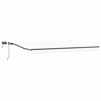 Toldo Retrátil com luzes de tira LED Branco 400 ×300 cm tecido