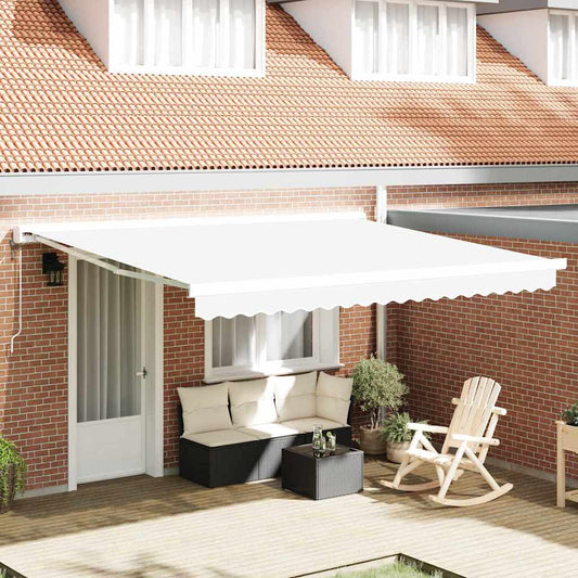 Toldo Retrátil Branco 400 ×300 cm Tecido e Metal