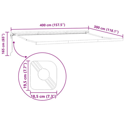 Toldo Retrátil Branco 400 × 300 cm Tecido e Metal