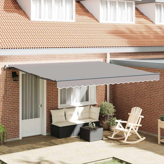Toldo Retrátil Manual Cinzento-claro 400 × 300 cm tecido