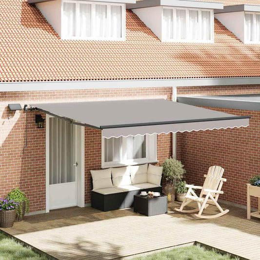 Toldo Retrátil Manual Cinzento-claro 400 ×300 cm tecido