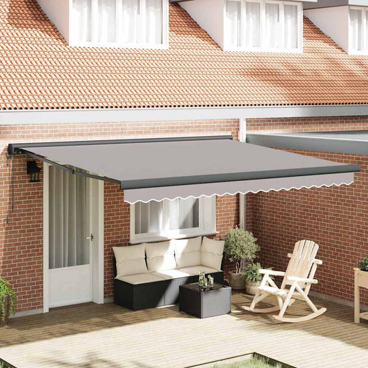 Toldo Retrátil Manual Cinzento-claro 400 × 300 cm Tecido, Metal