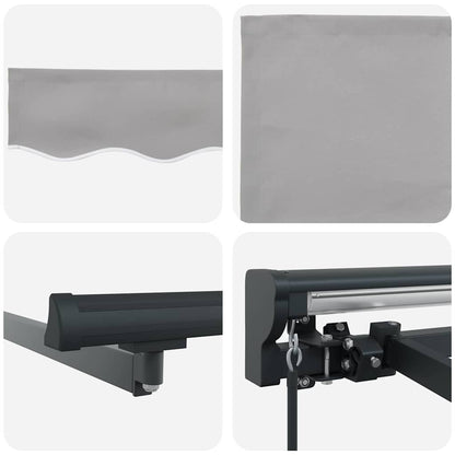 Toldo Retrátil Manual Cinzento-claro 400x300 cm tecido