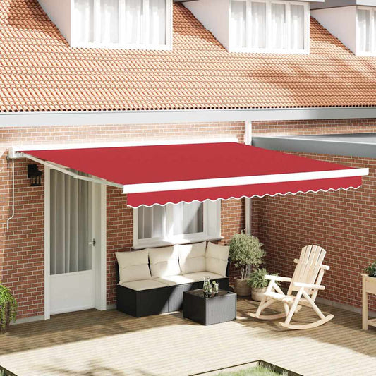 Toldo Retrátil Vermelho 400 ×300 cm Tecido e Metal