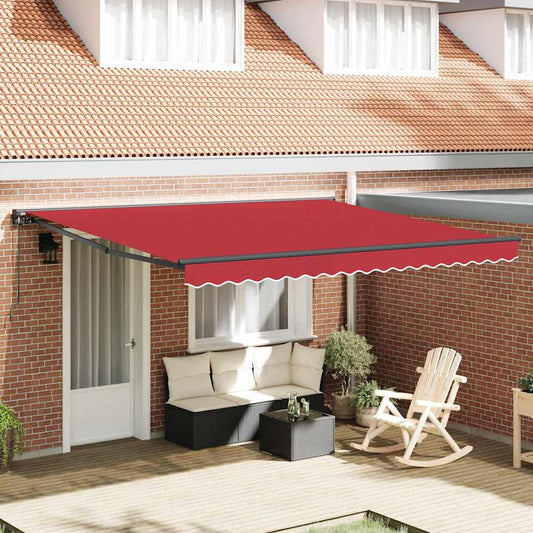 Toldo Retrátil Manual Vermelho 400x300 cm tecido