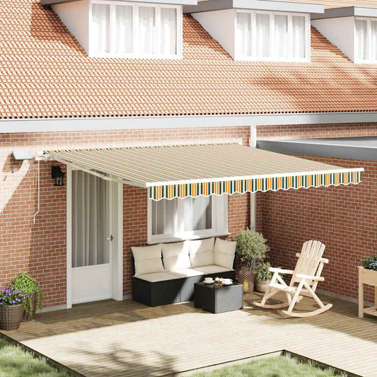 Toldo Retrátil com Manual Verde e amarelo 400 ×300 cm tecido