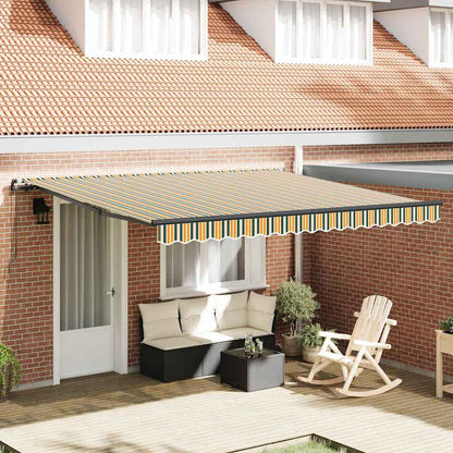 Toldo Retrátil Manual Verde e amarelo 400 × 300 cm tecido