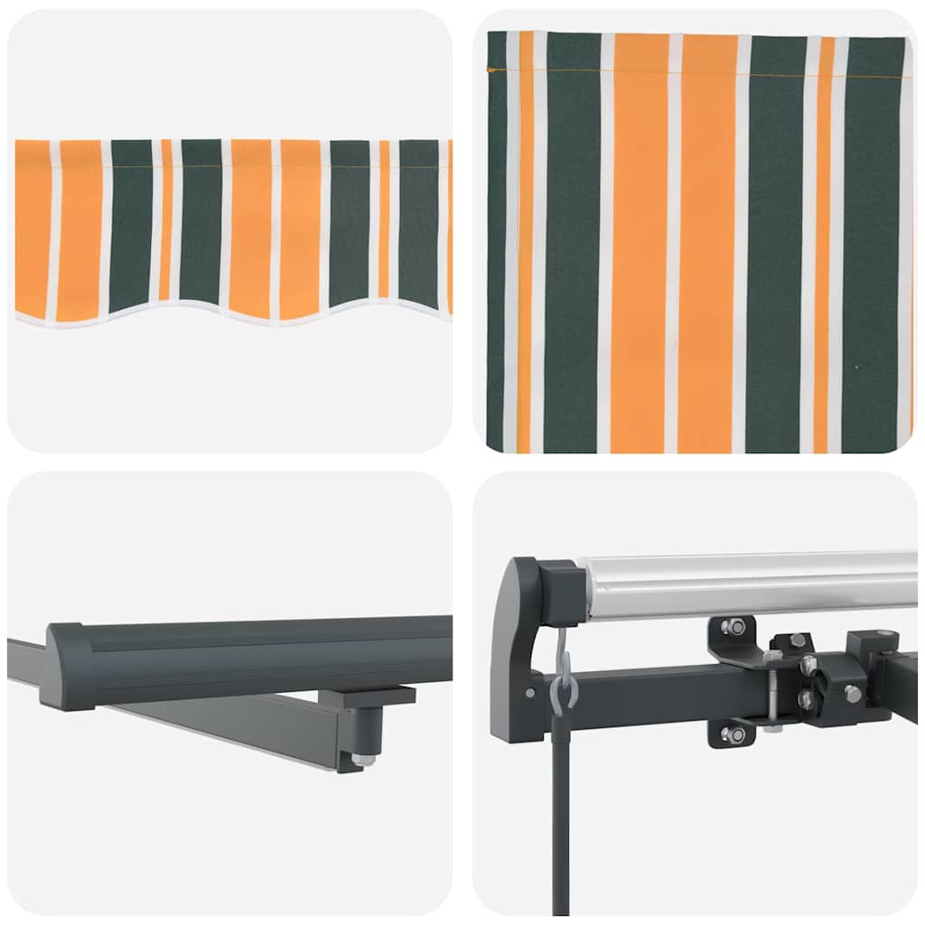 Toldo Retrátil Manual Verde e amarelo 400 ×300 cm tecido