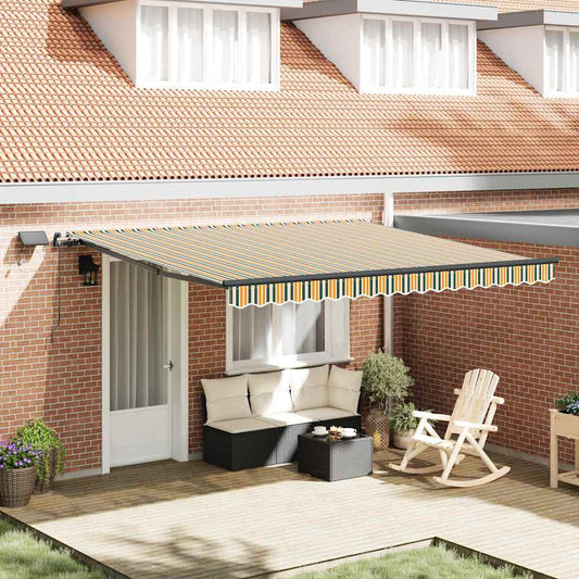Toldo Retrátil Manual Verde e amarelo 400 ×300 cm tecido
