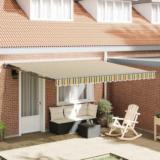 Toldo Retrátil Manual Verde e Amarelo 400x300 cm tecido