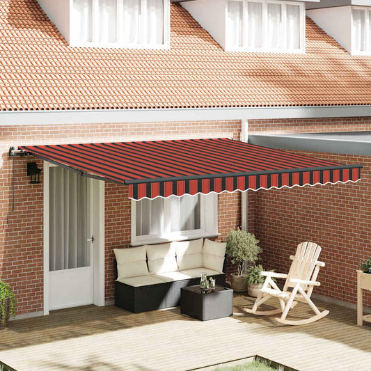 Toldo Retrátil Manual laranja e castanho 400 × 350 cm tecido