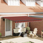 Toldo Retrátil Manual laranja e castanho 400 × 350 cm tecido