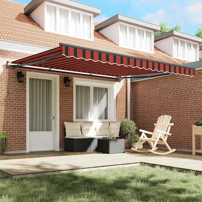 Toldo Retrátil Manual laranja e castanho 400 × 350 cm tecido