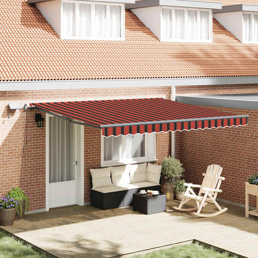 Toldo Retrátil Manual laranja e castanho 400 ×350 cm tecido