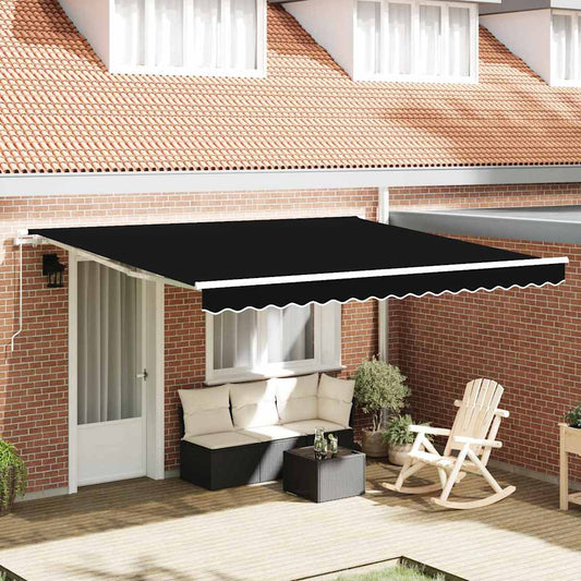 Toldo Retrátil Preto 400 × 350 cm Poliéster