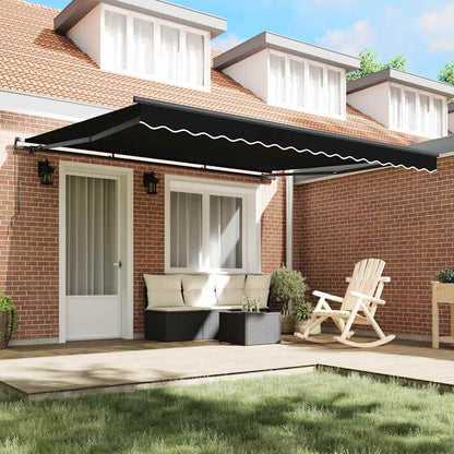 Toldo Retrátil Manual Preto 400 × 350 cm Poliéster e Aço