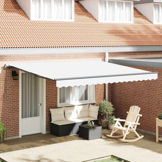 Toldo Retrátil Branco Manual Branco 400 × 350 cm tecido