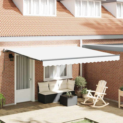 Toldo Retrátil Manual Branco 400 × 350 cm Poliéster e Aço