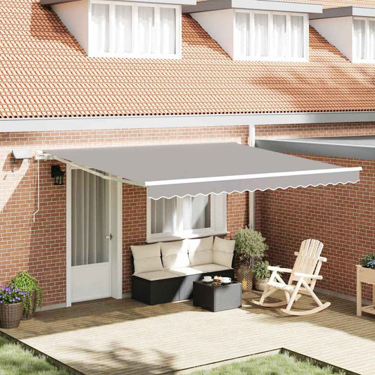 Toldo Retrátil com Manual Cinzento-claro 400 ×350 cm tecido