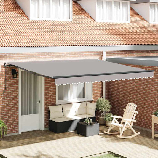 Toldo Retrátil Manual Cinzento-claro 400 × 350 cm tecido