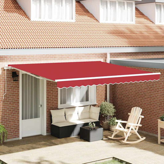Toldo Retrátil Manual Vermelho 400 × 350 cm Tecido e Metal