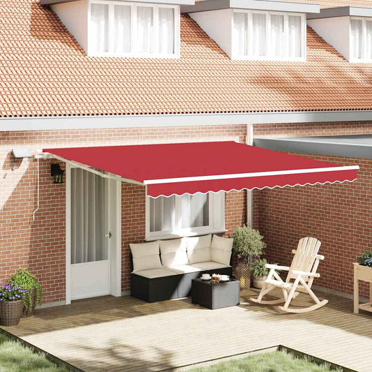 Toldo Retrátil com Manual Vermelho 400 ×350 cm tecido