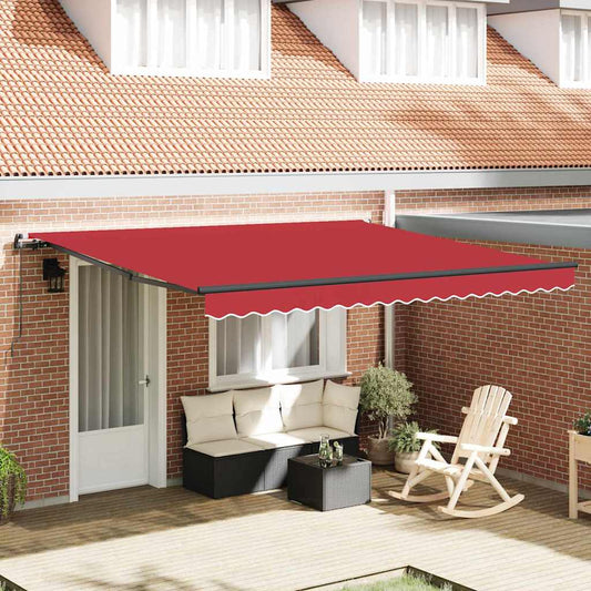 Toldo Retrátil Manual Vermelho 400 × 350 cm tecido