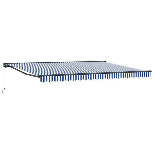 Toldo Retrátil Manual Azul e Branco 450x300 cm tecido