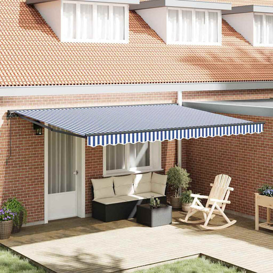 Toldo Retrátil Azul e Branco 450x300 cm tecido