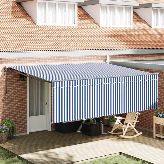 Toldo Retrátil Azul e branco 450 × 300 cm tecido