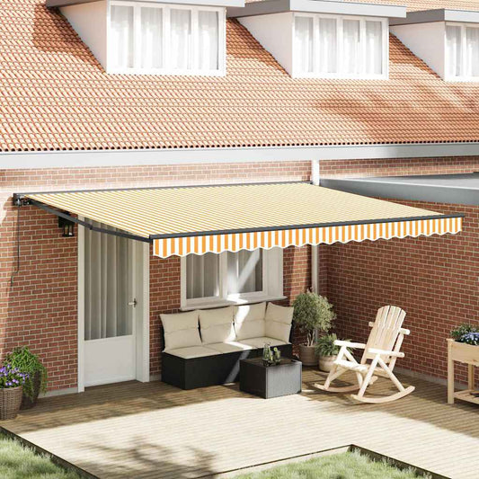 Toldo Retrátil Manual Laranja e Branco 450x300 cm tecido