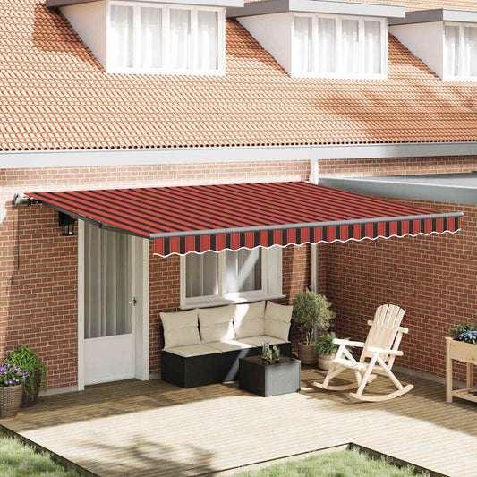 Toldo Retrátil Manual laranja e castanho 450 × 300 cm tecido