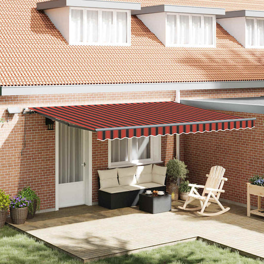 Toldo Retrátil Manual laranja e castanho 450 ×300 cm tecido