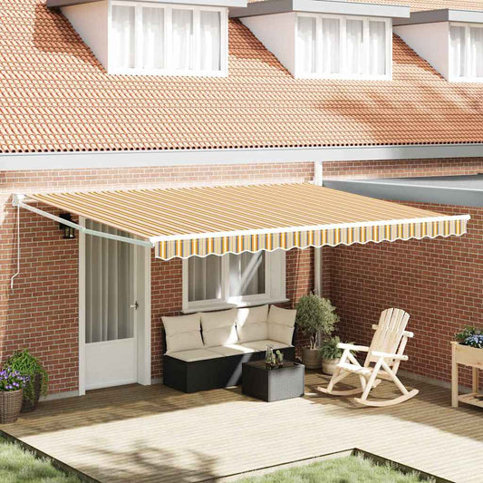 Toldo Retrátil Riscas Multicolor 450 × 300 cm Poliéster e Metal