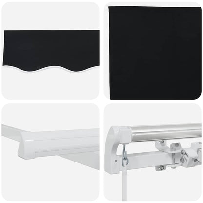 Toldo Retrátil Riscas Preto 450 × 300 cm Poliéster e Metal