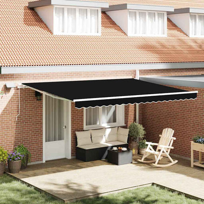 Toldo Retrátil com Manual Preto 450 ×300 cm tecido