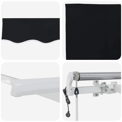 Toldo Retrátil Preto 450 ×300 cm tecido