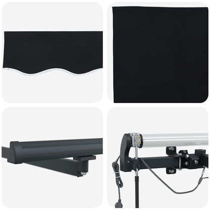 Toldo Retrátil com Preto 450 × 300 cm tecido