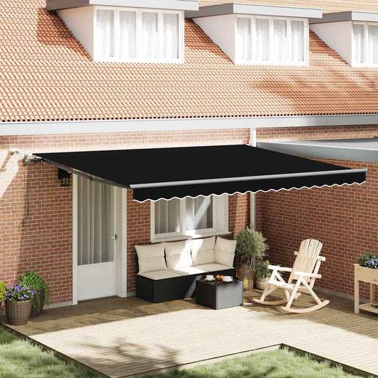 Toldo Retrátil com Preto 450 × 300 cm tecido