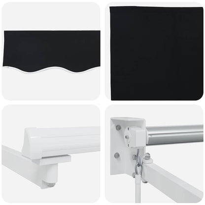 Toldo Retrátil Manual Preto 450 × 300 cm Poliéster e Metal